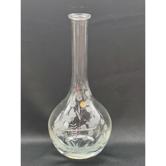 Vintage Crystal Decanter Hand Etched Made In Romania With Orig Sticker No Chips - Picture 2 of 9